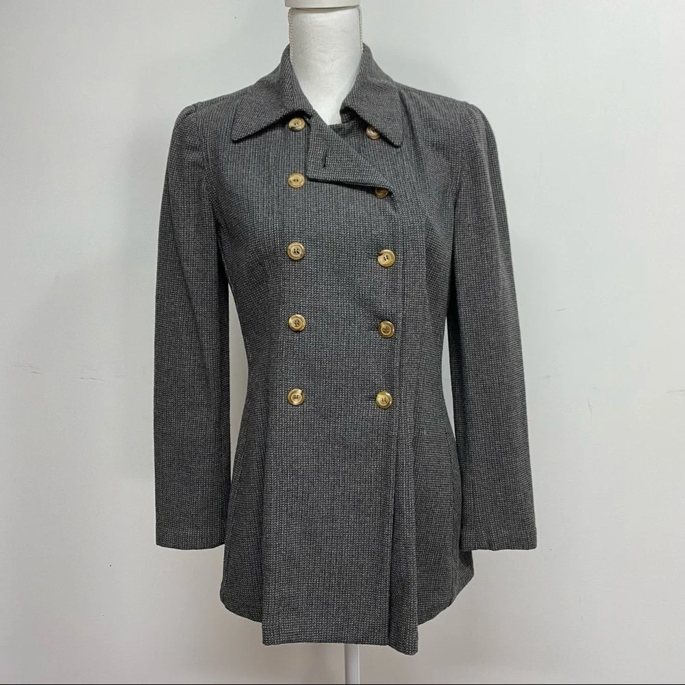 Vintage Giorgio Armani Giacca Donna Double Breasted Charcoal Gray Knit Blazer - Picture 1 of 13